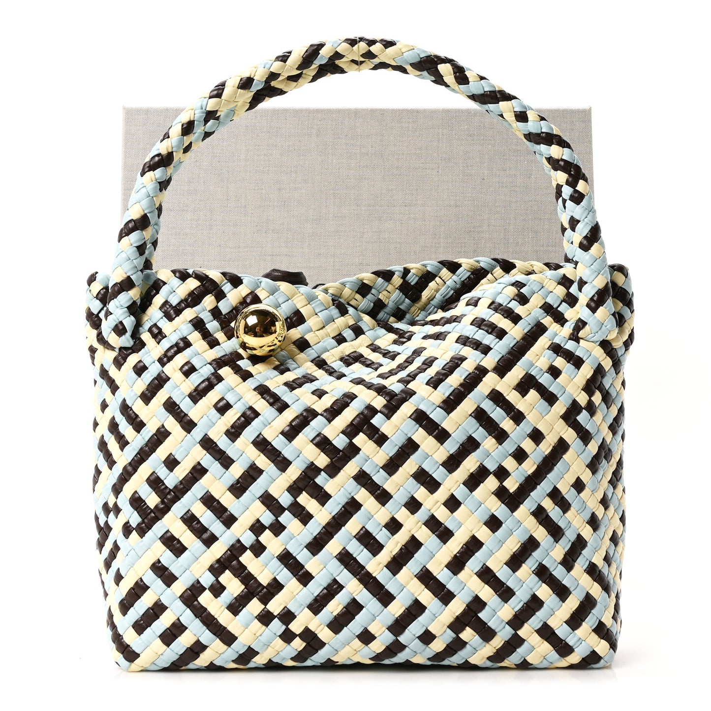 Calfskin Intreccio Tricolor Tosca Shoulder Bag Bitter Chocolate Zest Washed Topazio