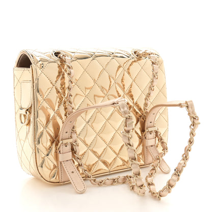 Chanel Mirror Calfskin Metallic Calfskin Quilted Hollywood Boulevard Backpack With Coin Purse Gold 4 of 12