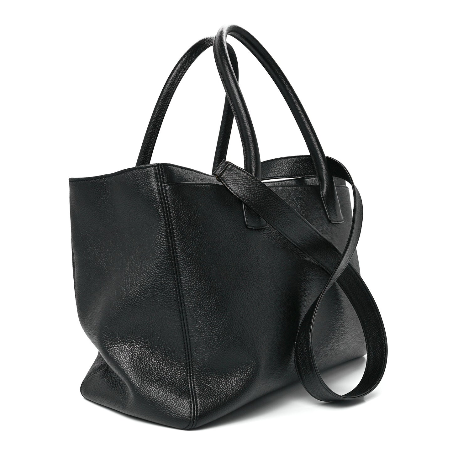 Calfskin Cerf Executive Shopper Tote Black