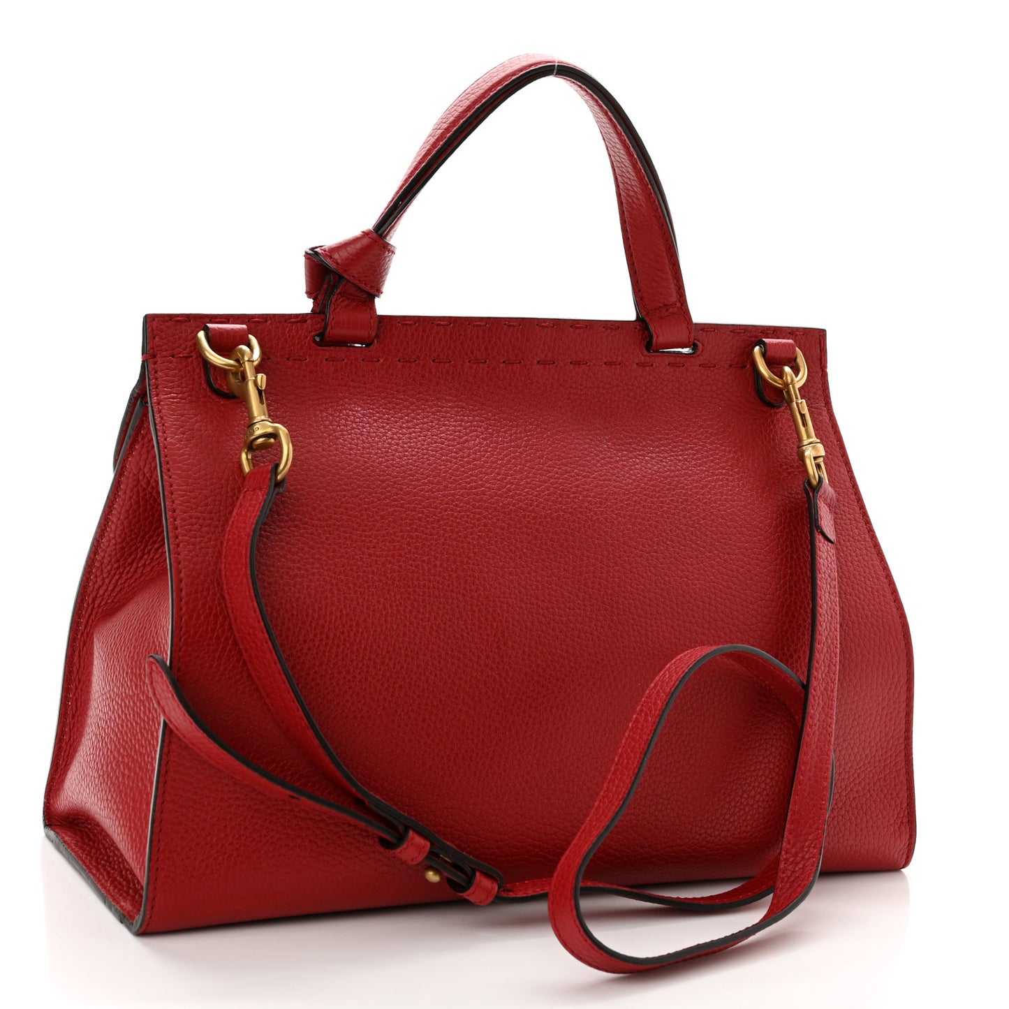 Calfskin Small GG Marmont Top Handle Bag Vulcanic Red