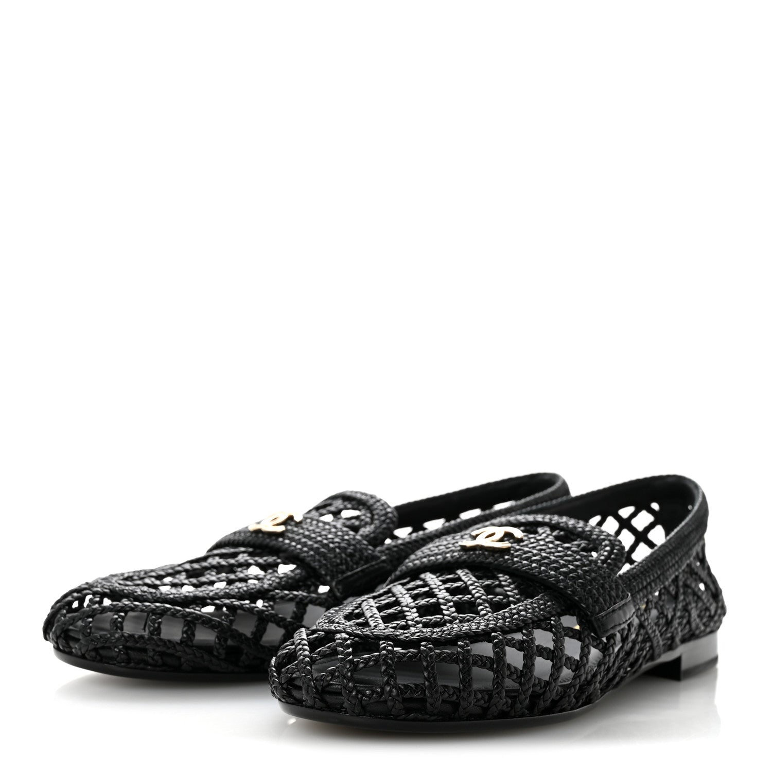 Chanel Braided Lambskin CC Mocassin Loafers 39 Black 4 of 9