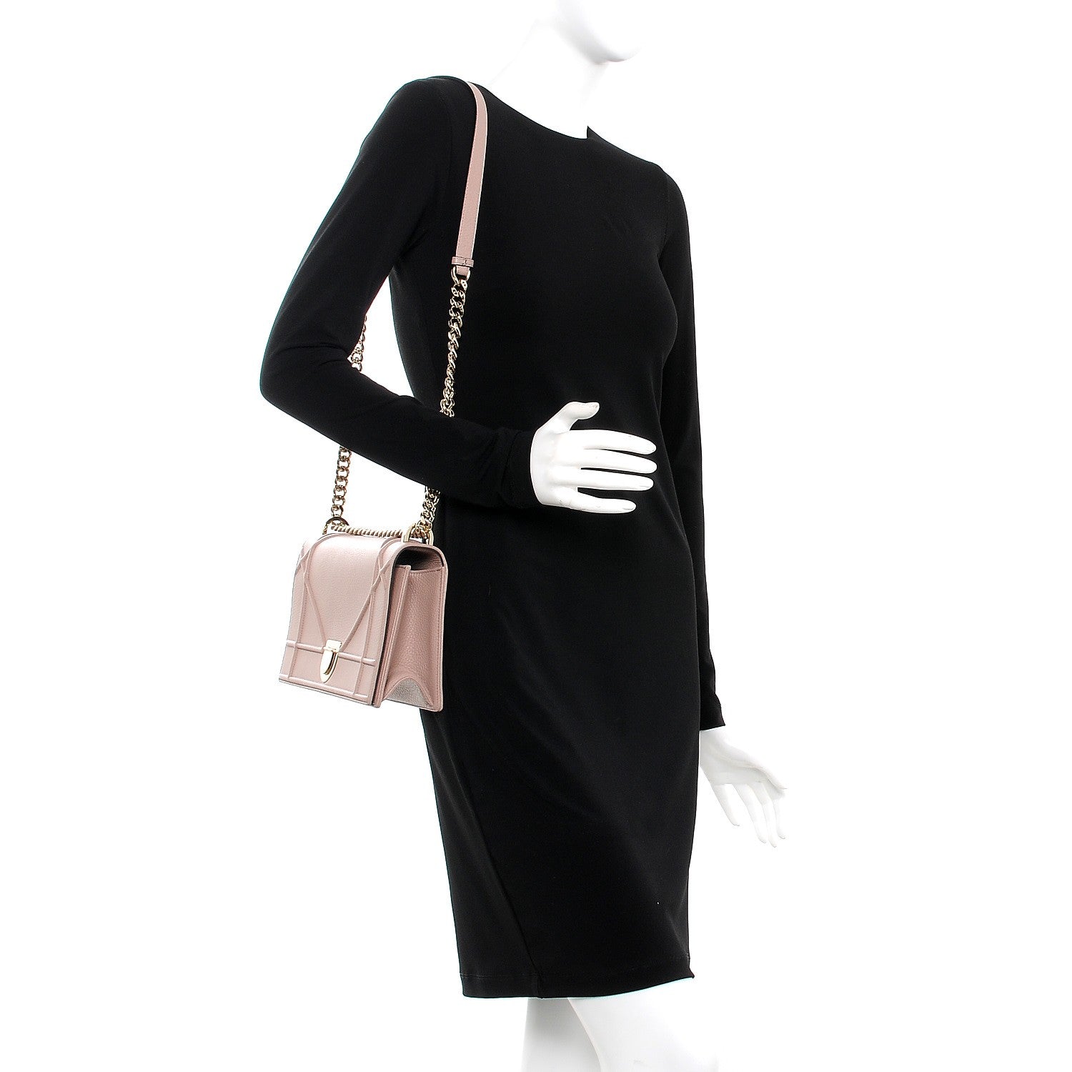 Christian Dior Grained Calfskin Medium Diorama Flap Bag Nude 2 of 8
