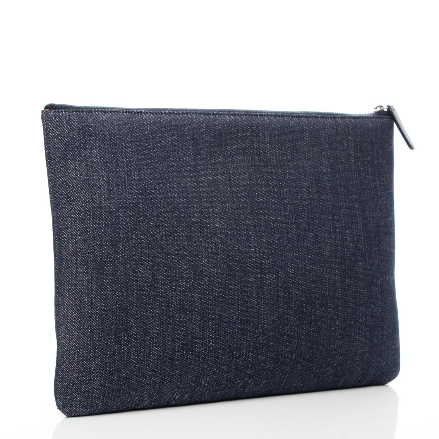 Chanel Denim Large Deauville Pouch Clutch Blue Orange 3 of 7