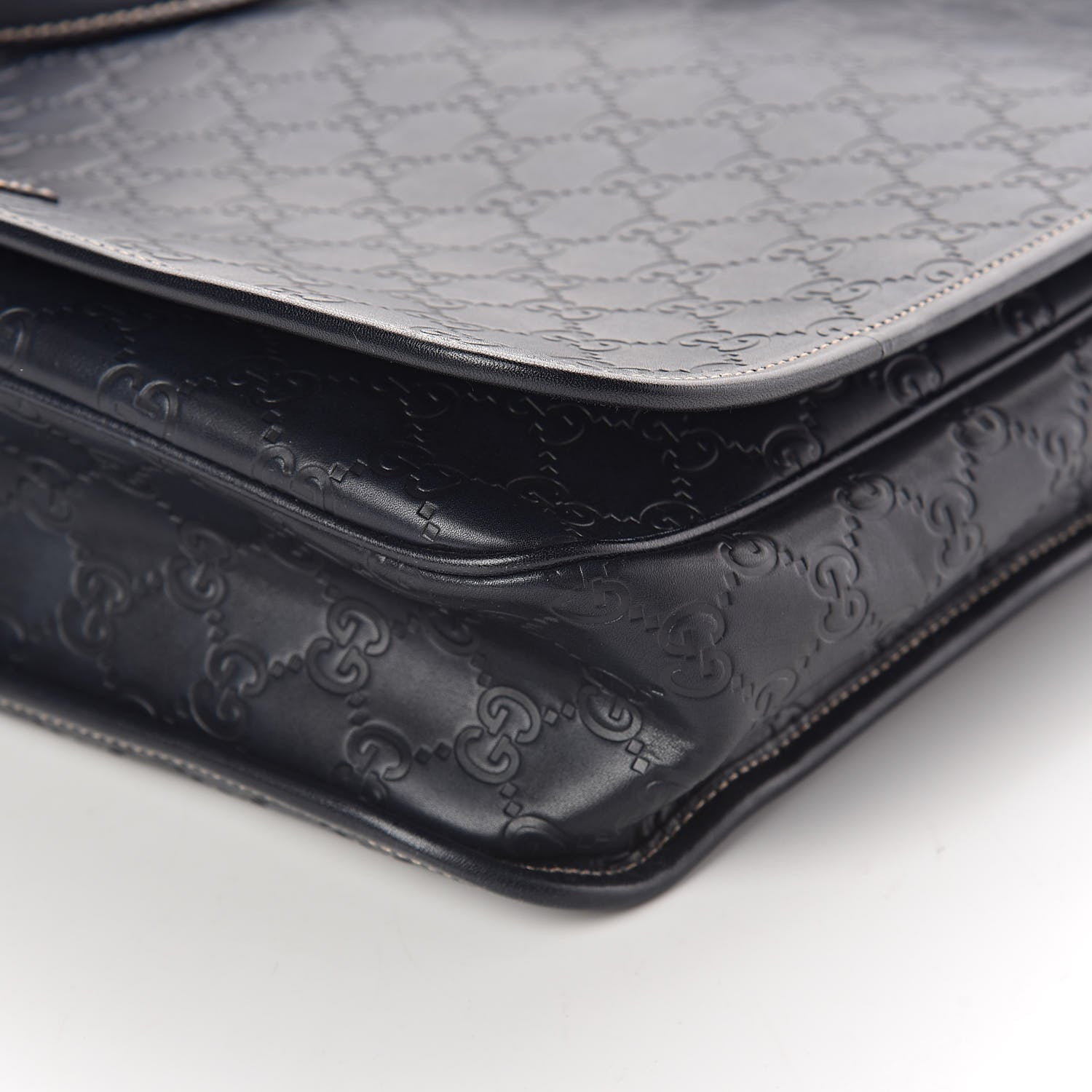 Gucci Guccissima Large Flap Messenger Bag Navy 9 of 9
