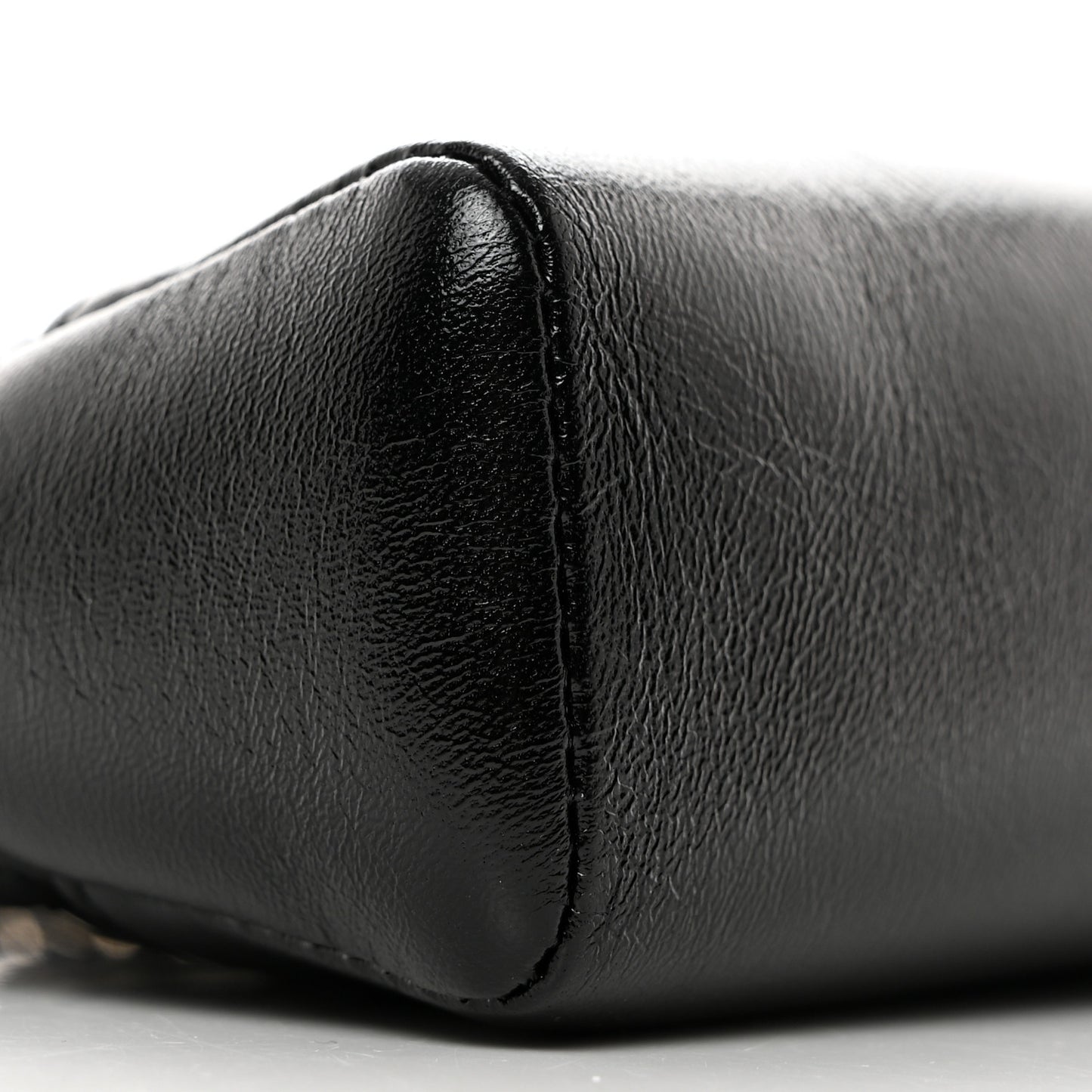 Shiny Crumpled Calfskin Quilted Mini 31 Shopping Bag Black