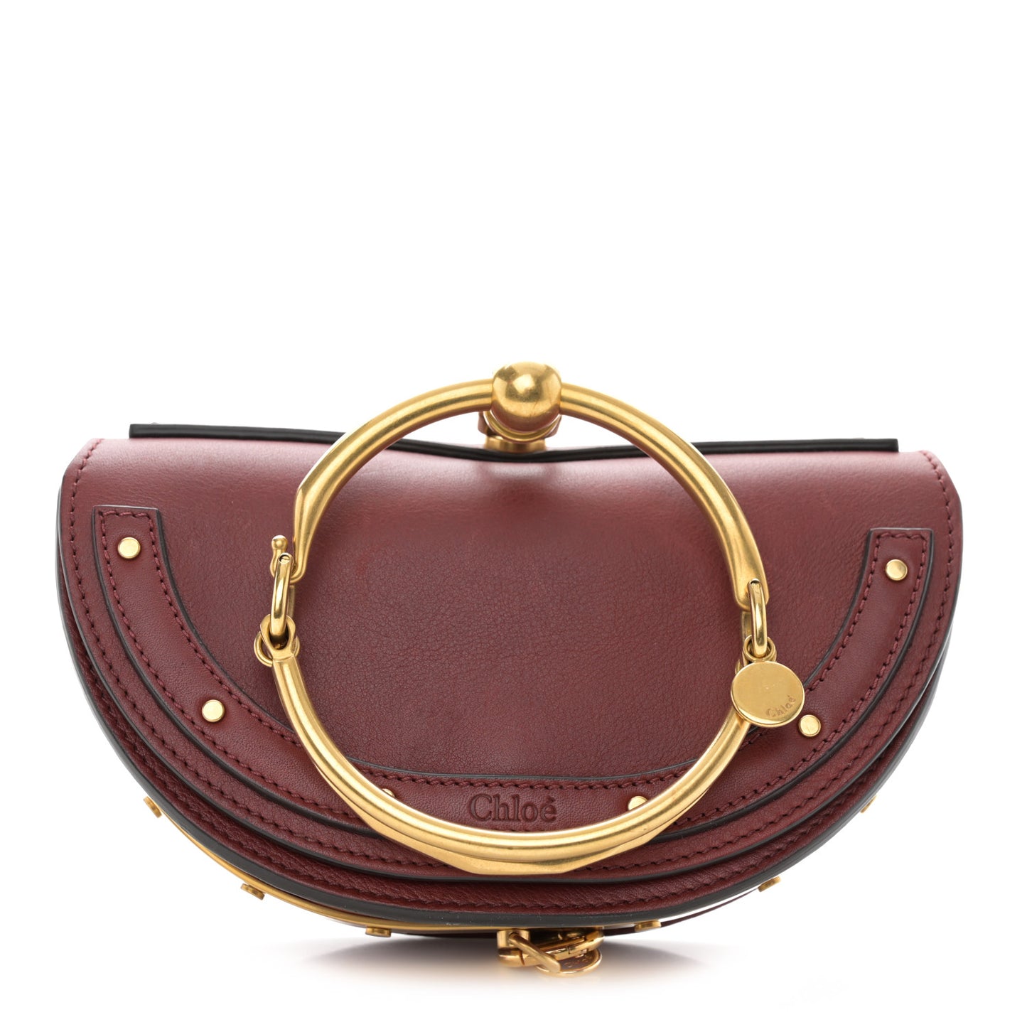 Calfskin Small Nile Bracelet Minaudiere Bag Plum Purple