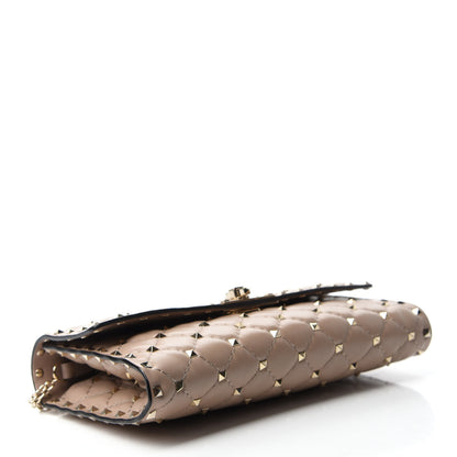 Valentino Garavani Lambskin Rockstud Spike Wallet on Chain Poudre 4 of 10