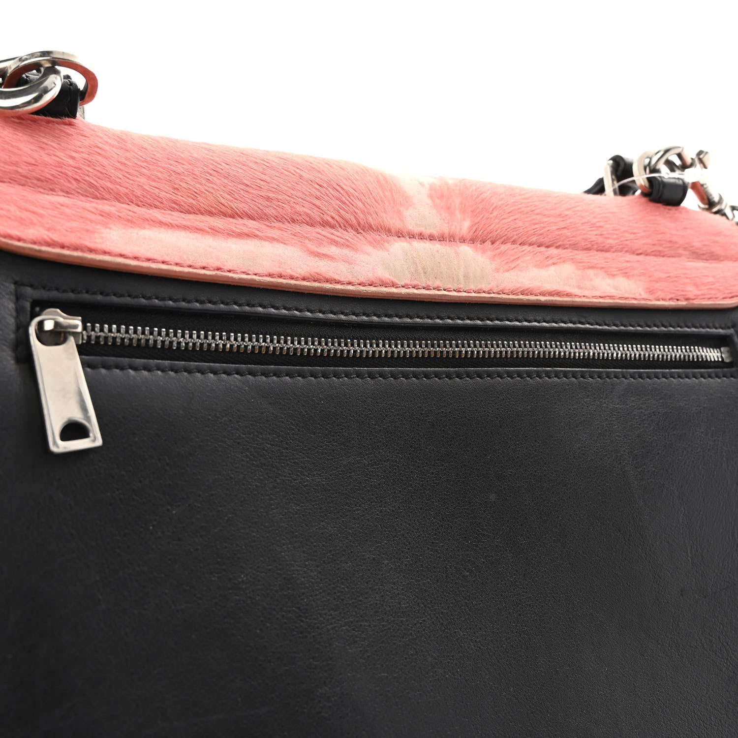 Celine Pony Hair Smooth Calfskin Medium Tri-Color Trapeze Pink Green Black 10 of 14