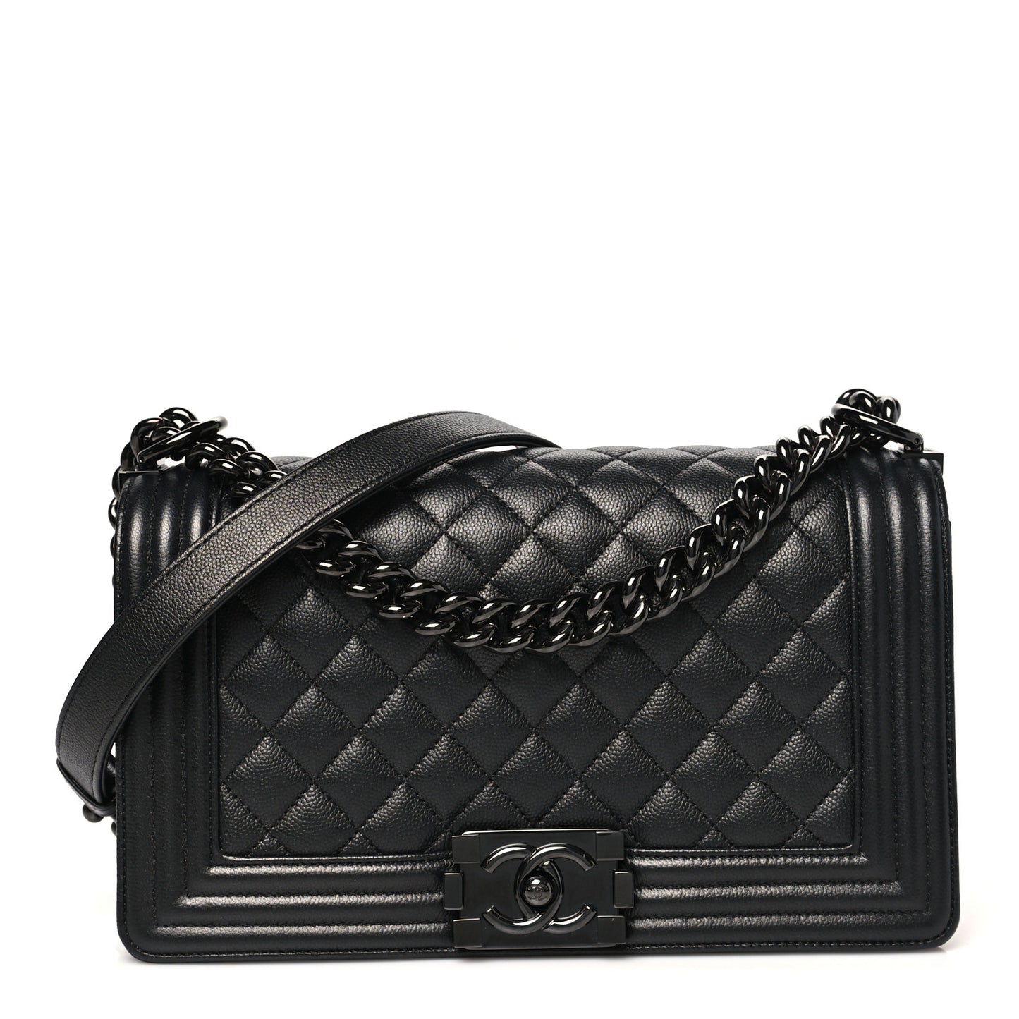 Caviar Quilted Medium Boy Flap So Black
