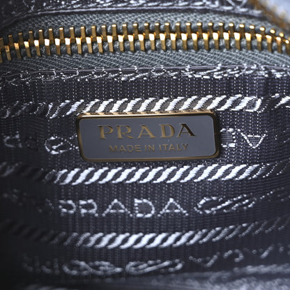 Prada Glossy Calfskin Triangle Mini Bonnie Shoulder Bag Aviation Blue 6 of 10
