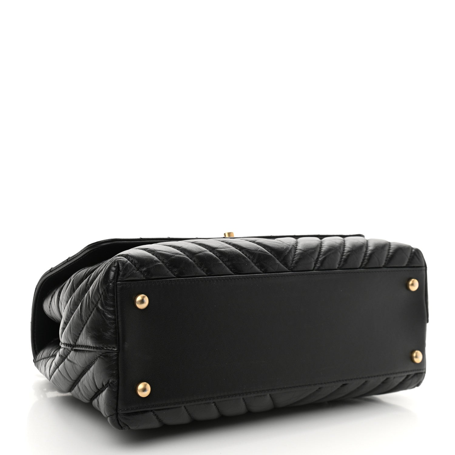 Chanel Aged Calfskin Chevron Quilted Small Coco Handle Flap Black 4 of 10