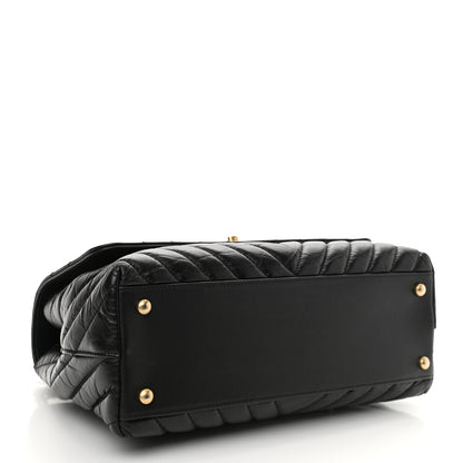 Chanel Aged Calfskin Chevron Quilted Small Coco Handle Flap Black 4 of 10