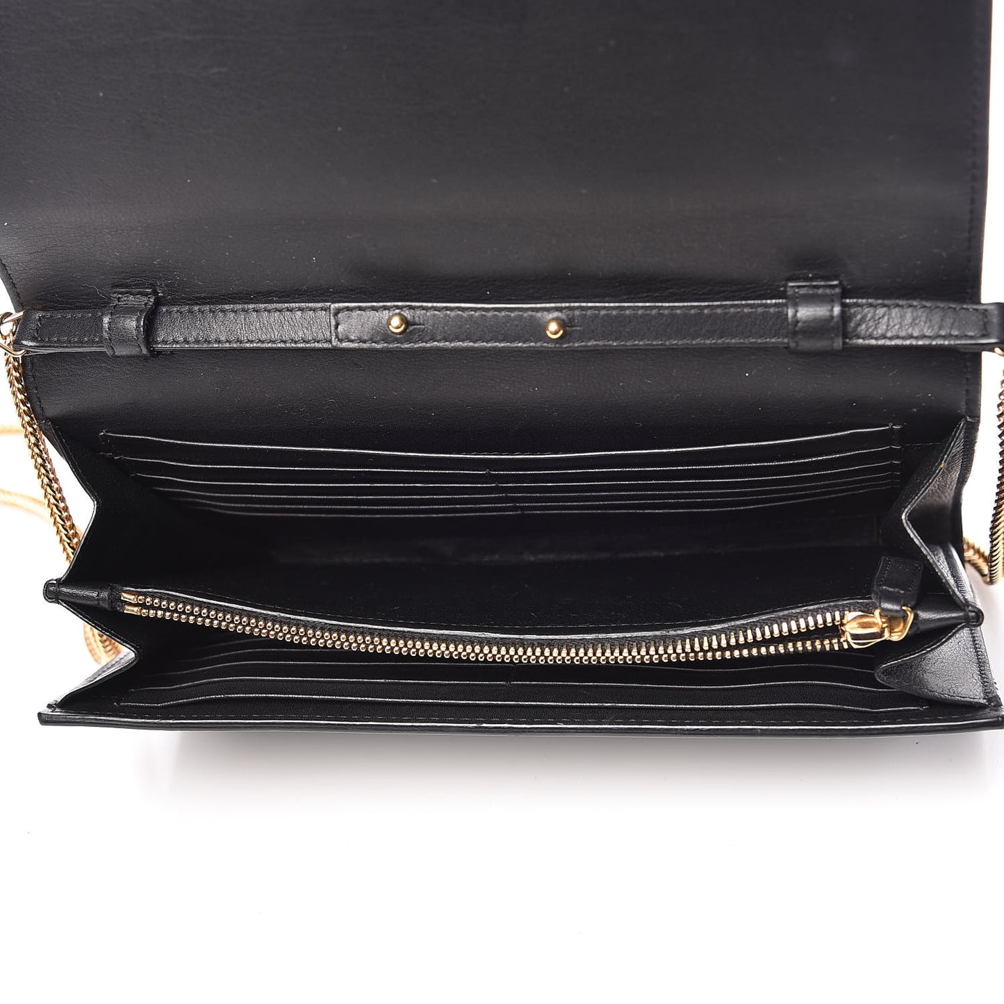 Calfskin Classic Y Ligne Chain Wallet Black