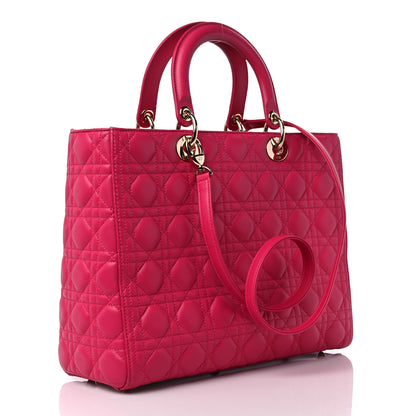 Christian Dior Lambskin Cannage Large Lady Dior Fuchsia 3 of 13