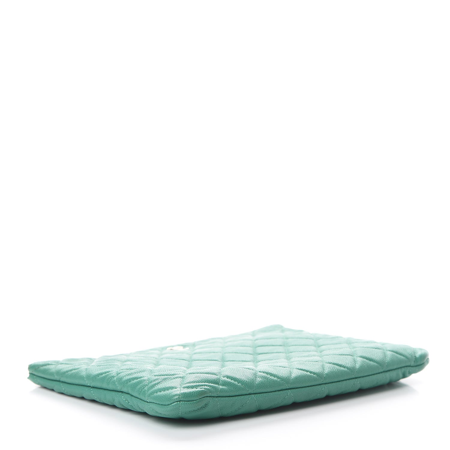 Chanel Caviar Quilted Medium Cosmetic Case Turquoise 3 of 9