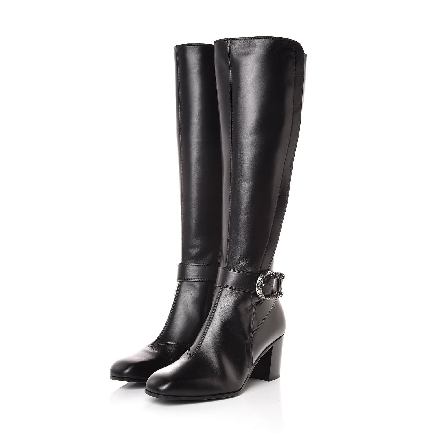 Gucci Calfskin Dionysus Elizabeth Knee High Boots 37.5 Black 3 of 8