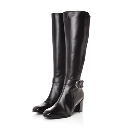 Gucci Calfskin Dionysus Elizabeth Knee High Boots 37.5 Black 3 of 8