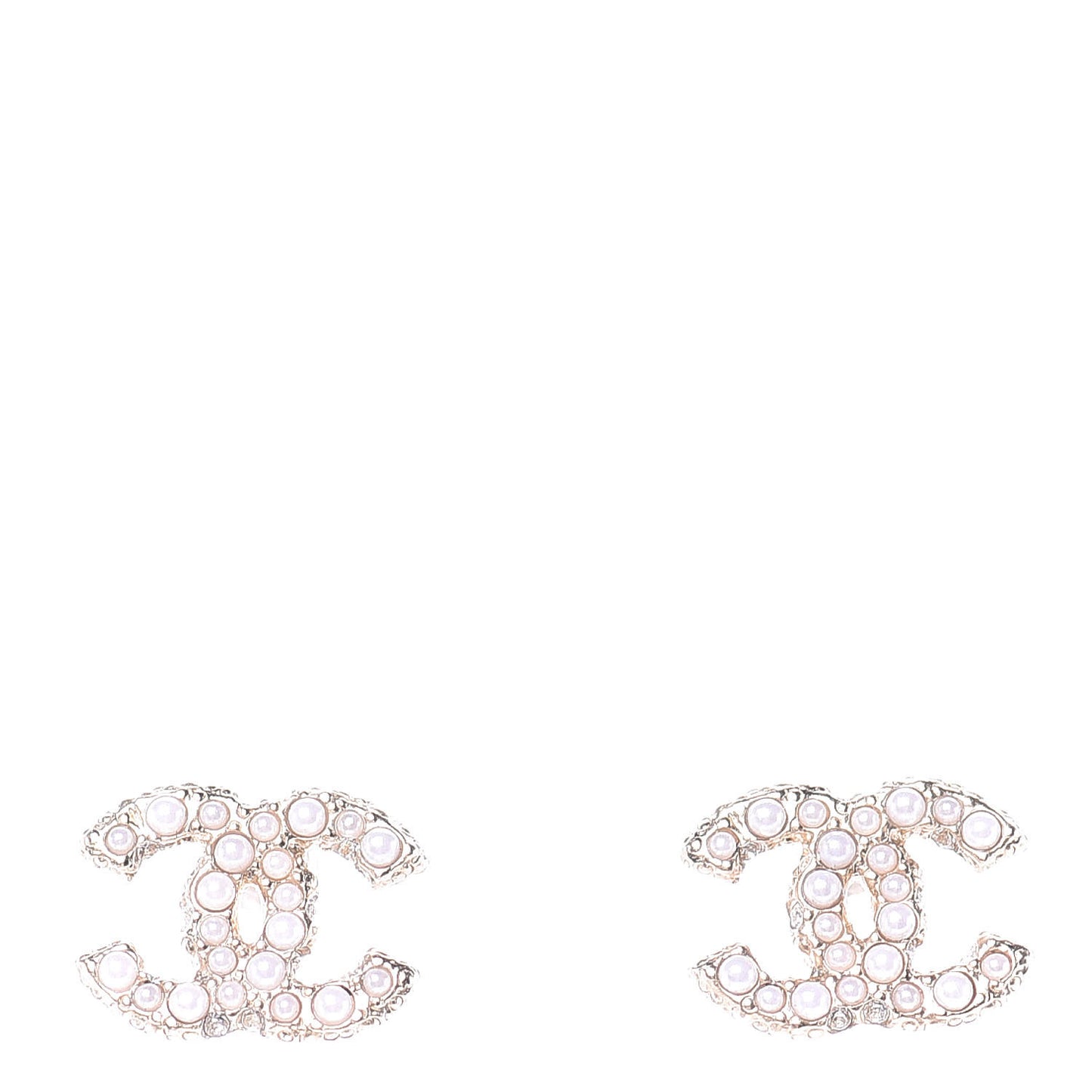 Metal Graduated Pearl Crystal CC Earrings Light Gold