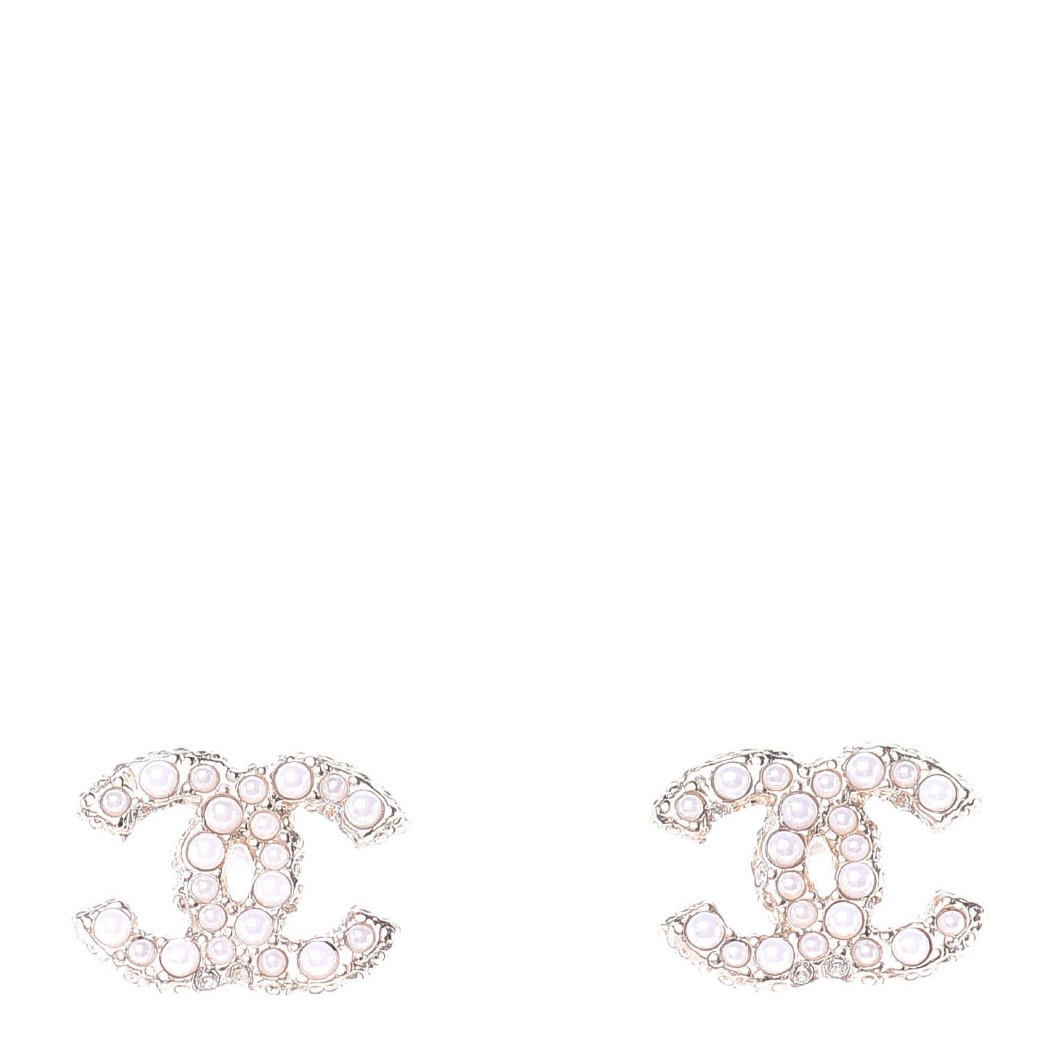 Chanel Metal Graduated Pearl Crystal CC Earrings Light Gold 1 of 4