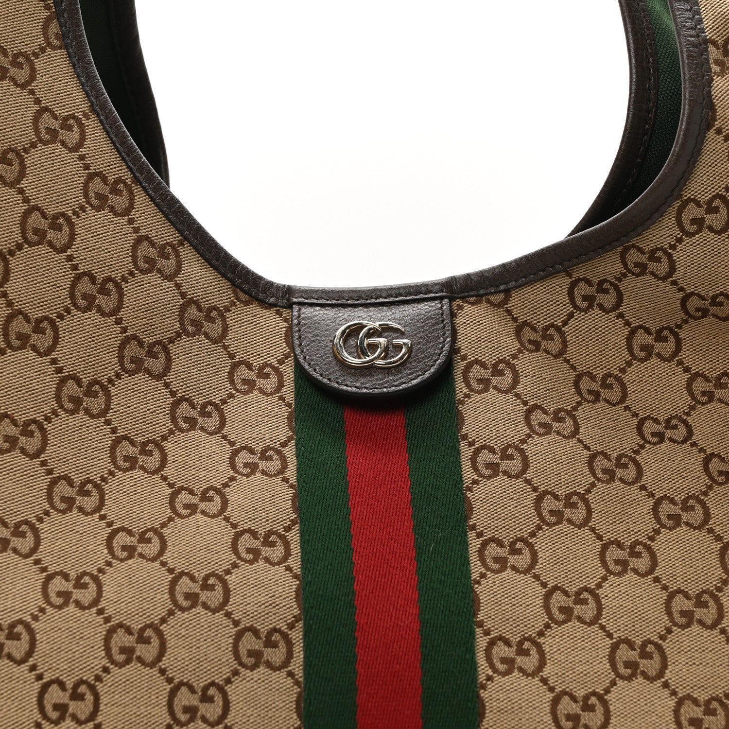 Gucci GG Monogram Web Large Giglio Tote Beige Brown 9 of 12