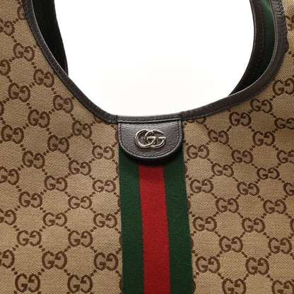 Gucci GG Monogram Web Large Giglio Tote Beige Brown 9 of 12