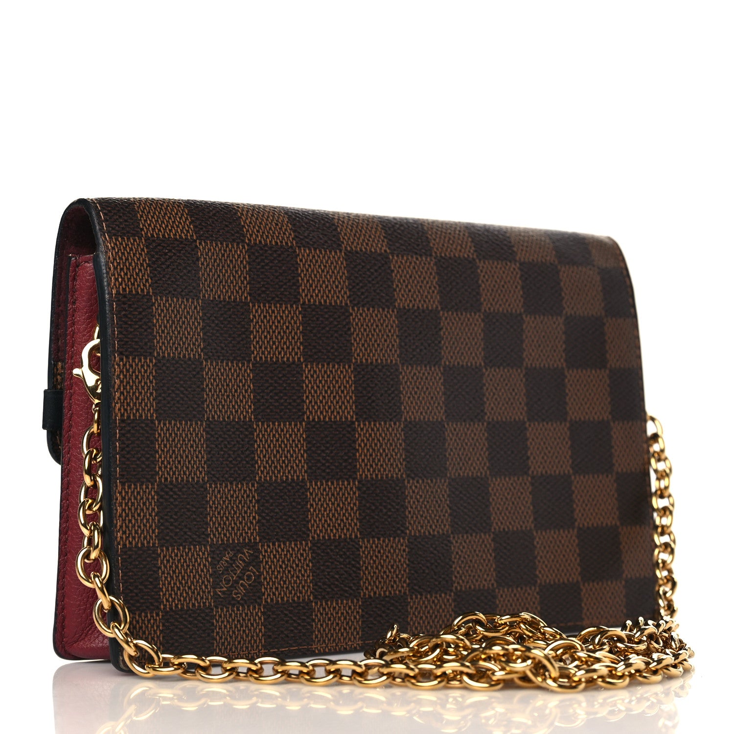 Louis Vuitton Damier Ebene Vavin Chain Wallet Red 2 of 8