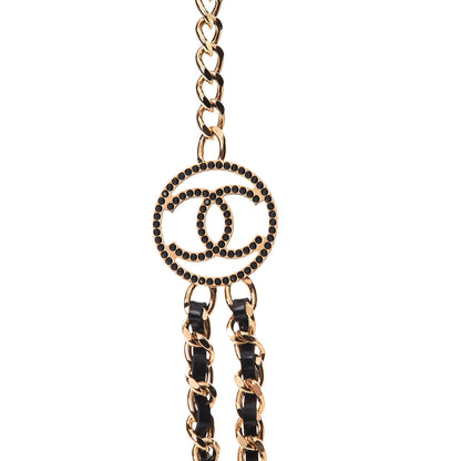 Chanel Glazed Calfskin Crystal CC Camellia Long Necklace Gold 5 of 7