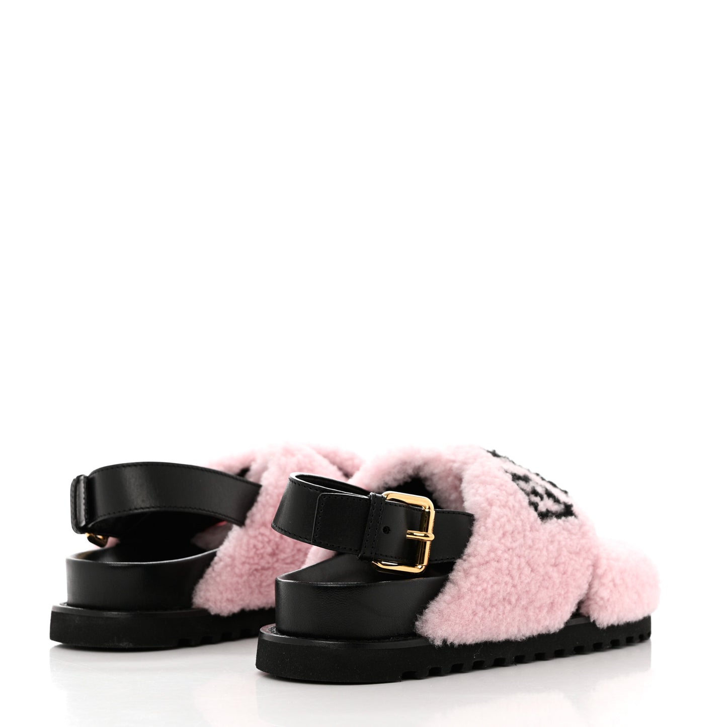 Shearling Calfskin Paseo Flat Comfort Sandal 39 Pink