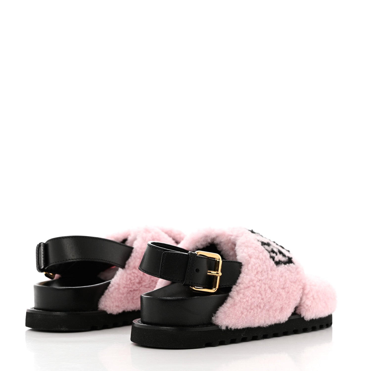Louis Vuitton Shearling Calfskin Paseo Flat Comfort Sandal 39 Pink 4 of 9