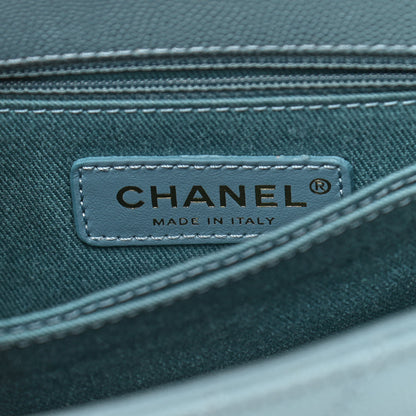 Chanel Caviar Chevron Quilted Mini Coco Handle Flap Sky Blue 8 of 11