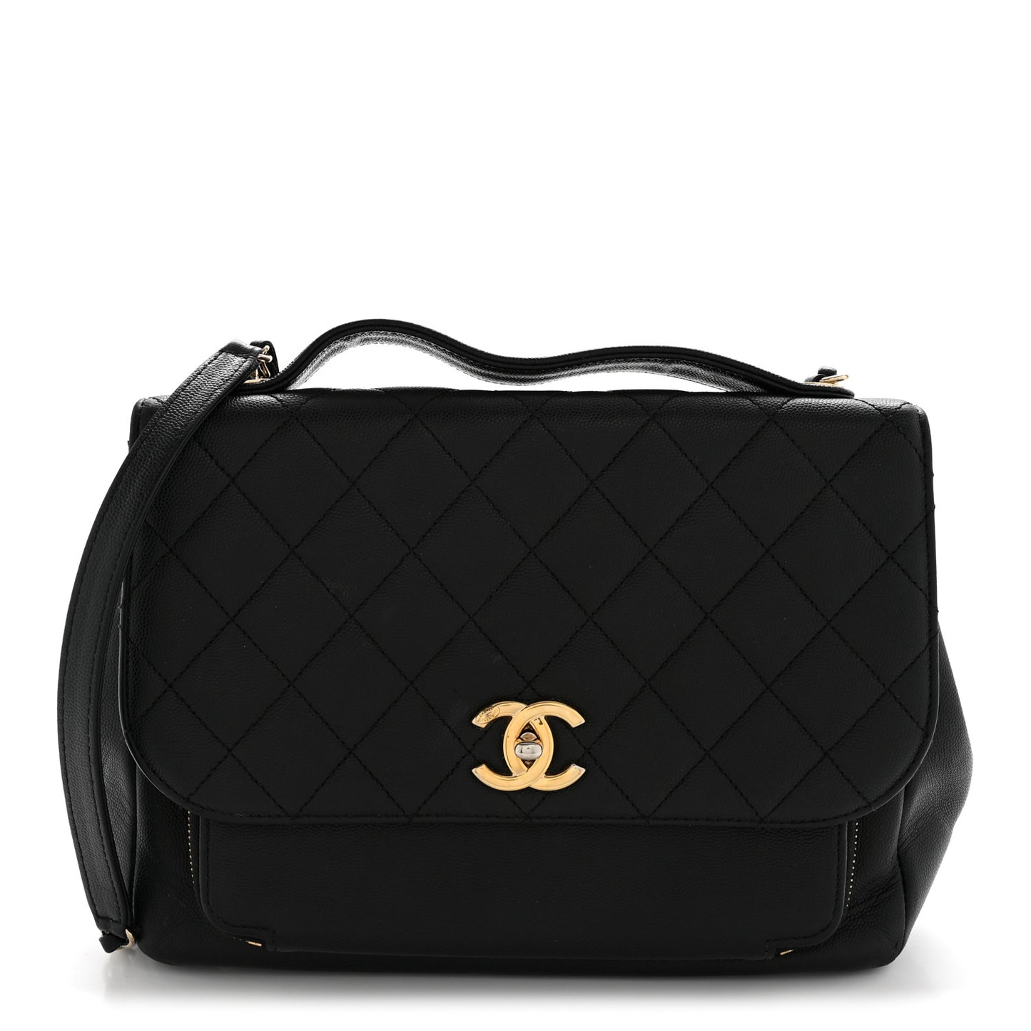 Caviar Quilted Large Business Affinity Flap Black