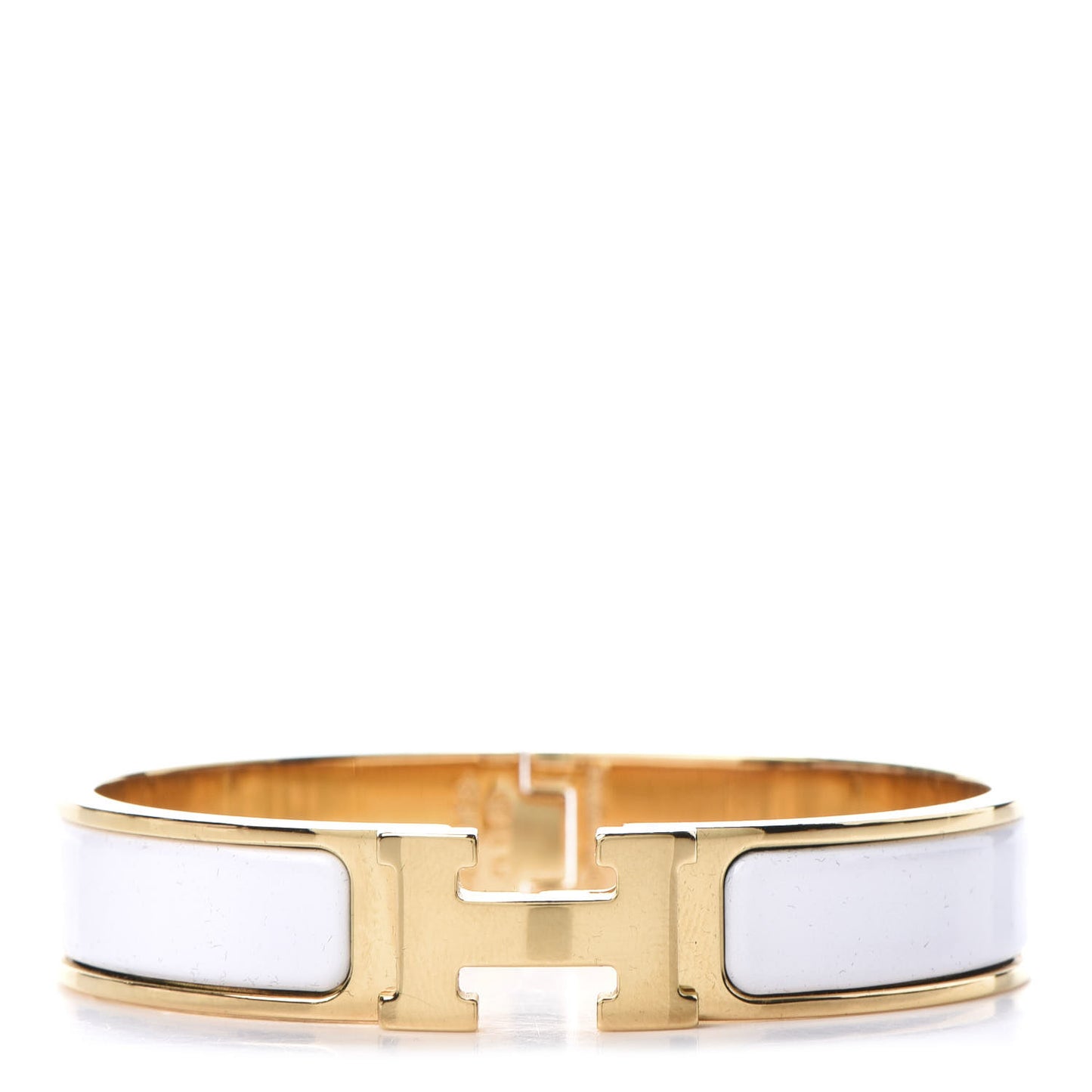 Enamel Narrow Clic Clac H Bracelet PM White