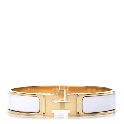 Hermes Enamel Narrow Clic Clac H Bracelet PM White 1 of 7