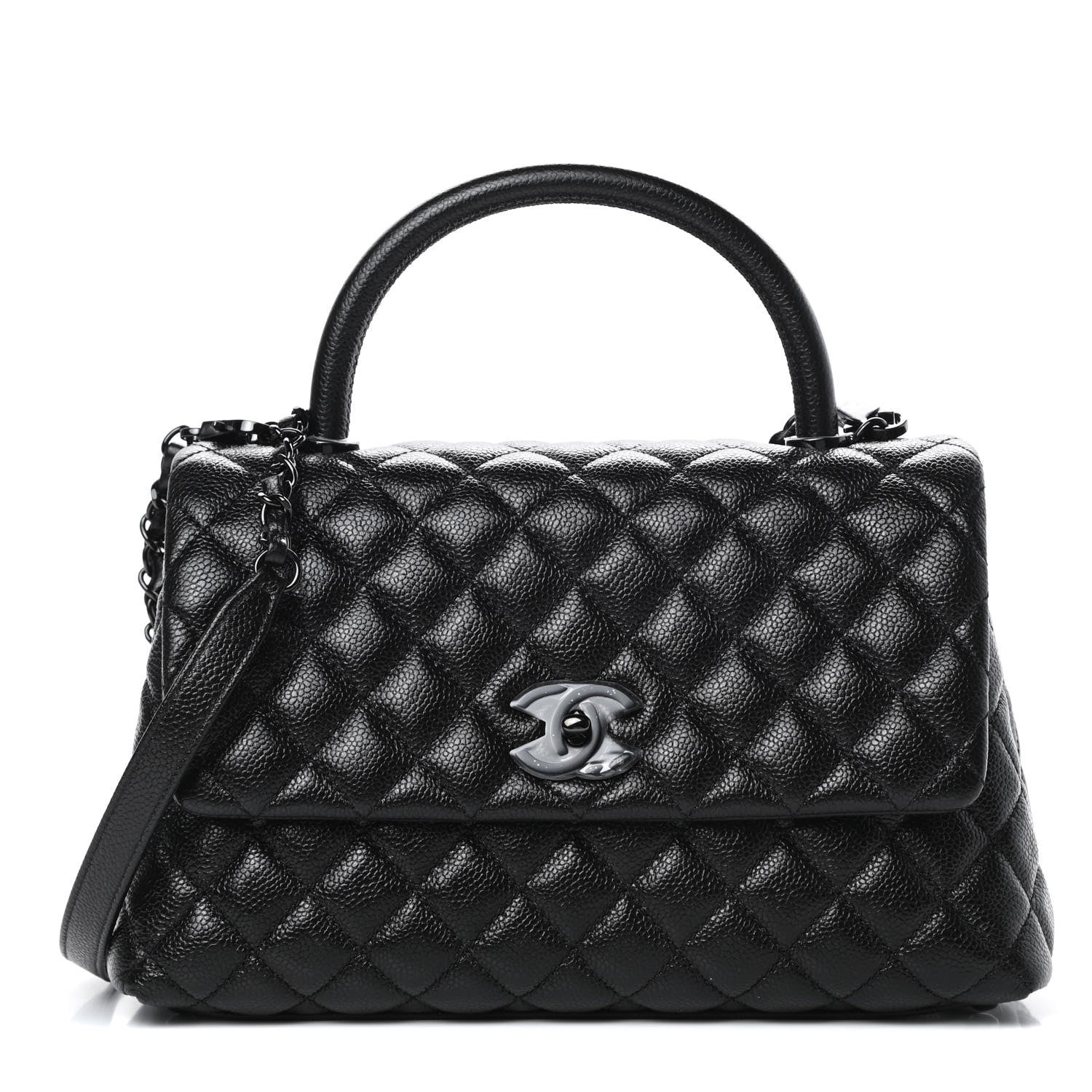 Chanel Caviar Quilted Small Coco Handle Flap So Black 1 of 11