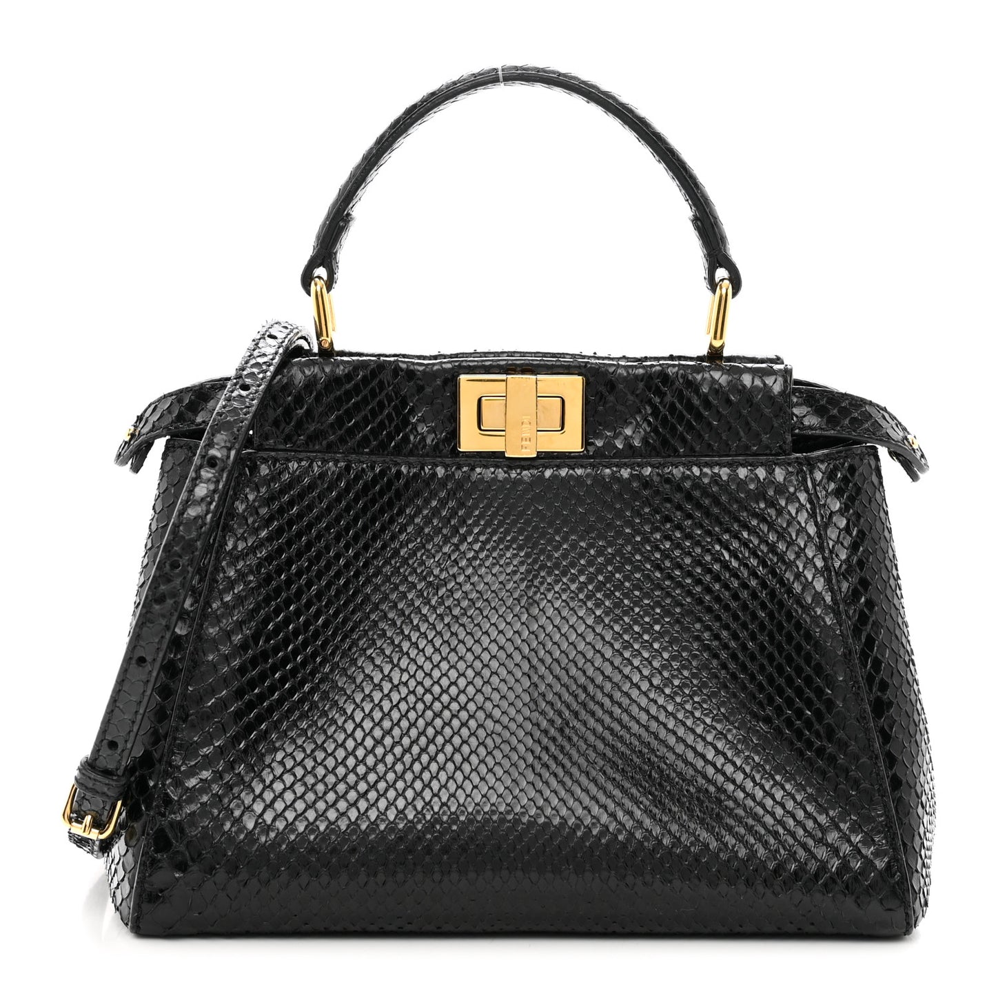 Snakeskin Nappa Mini Peekaboo Iconic Satchel Black