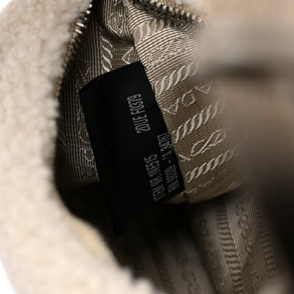Prada Shearling Mini Re-Edition 2000 Bag Ecru 7 of 10