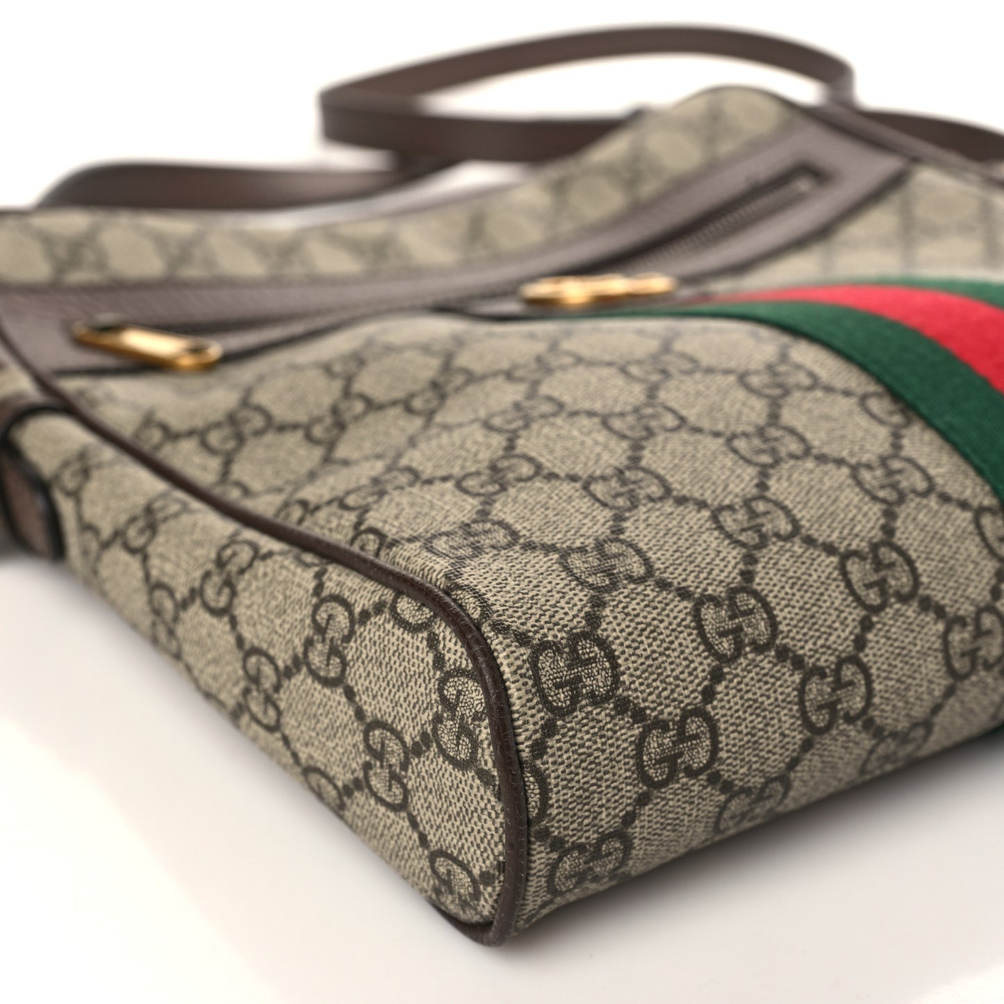 GG Supreme Monogram Web Medium Ophidia Messenger Bag Brown