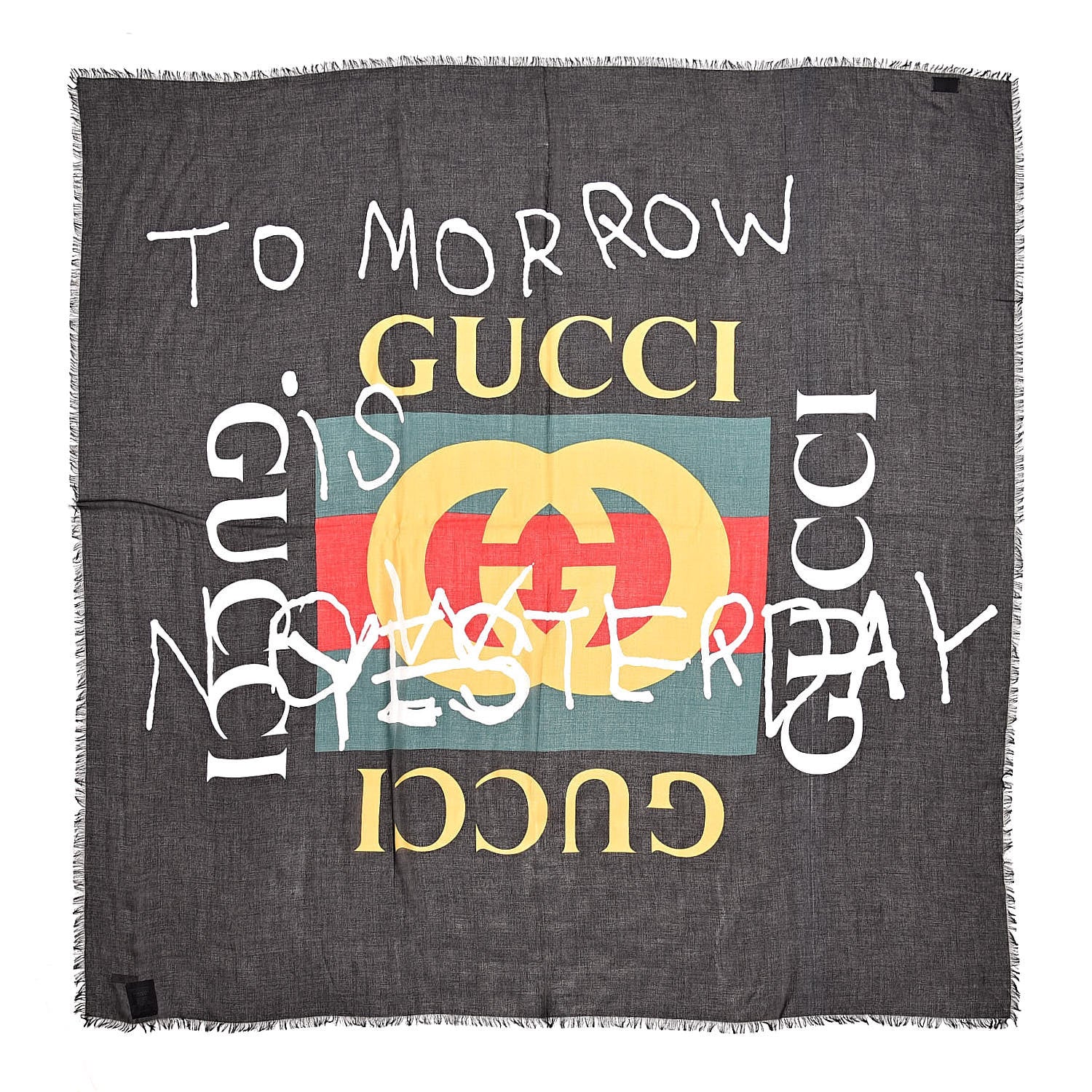 Gucci Modal Silk Coco Capitan Logo Square Scarf Black 1 of 4