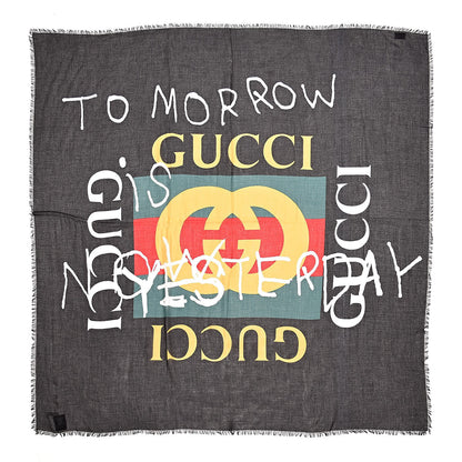 Gucci Modal Silk Coco Capitan Logo Square Scarf Black 1 of 4