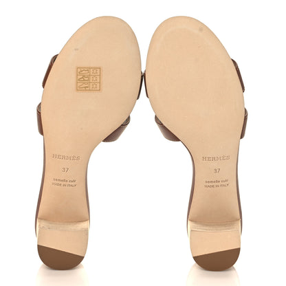Hermes Calfskin Oasis Sandals 37 Gold 5 of 8
