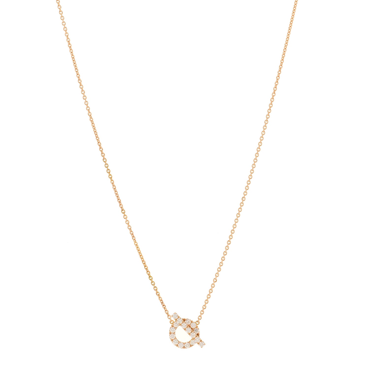 Hermes 18K Rose Gold Diamond Finesse Pendant Necklace 1 of 3