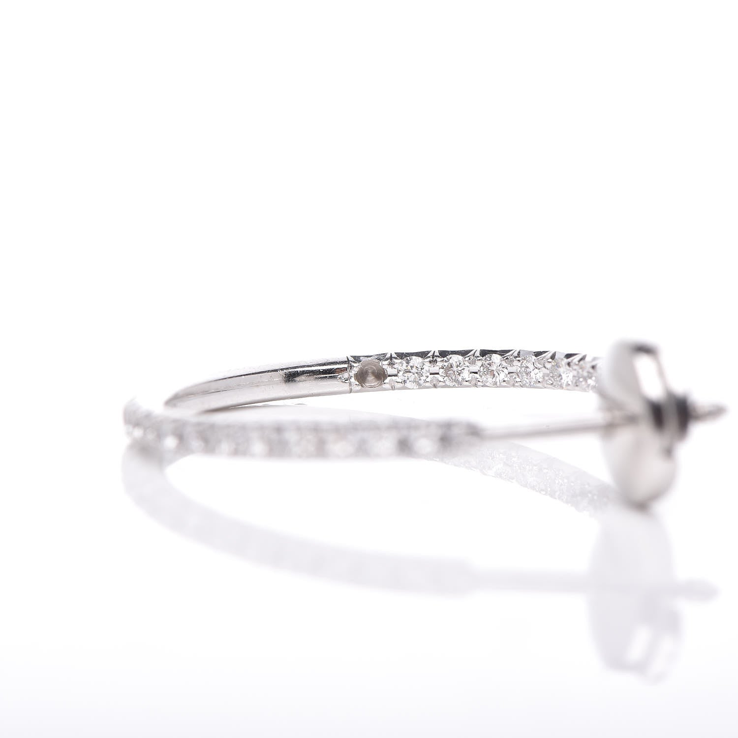 Tiffany 18K White Gold Diamond Medium Metro Hoop Earrings 6 of 6