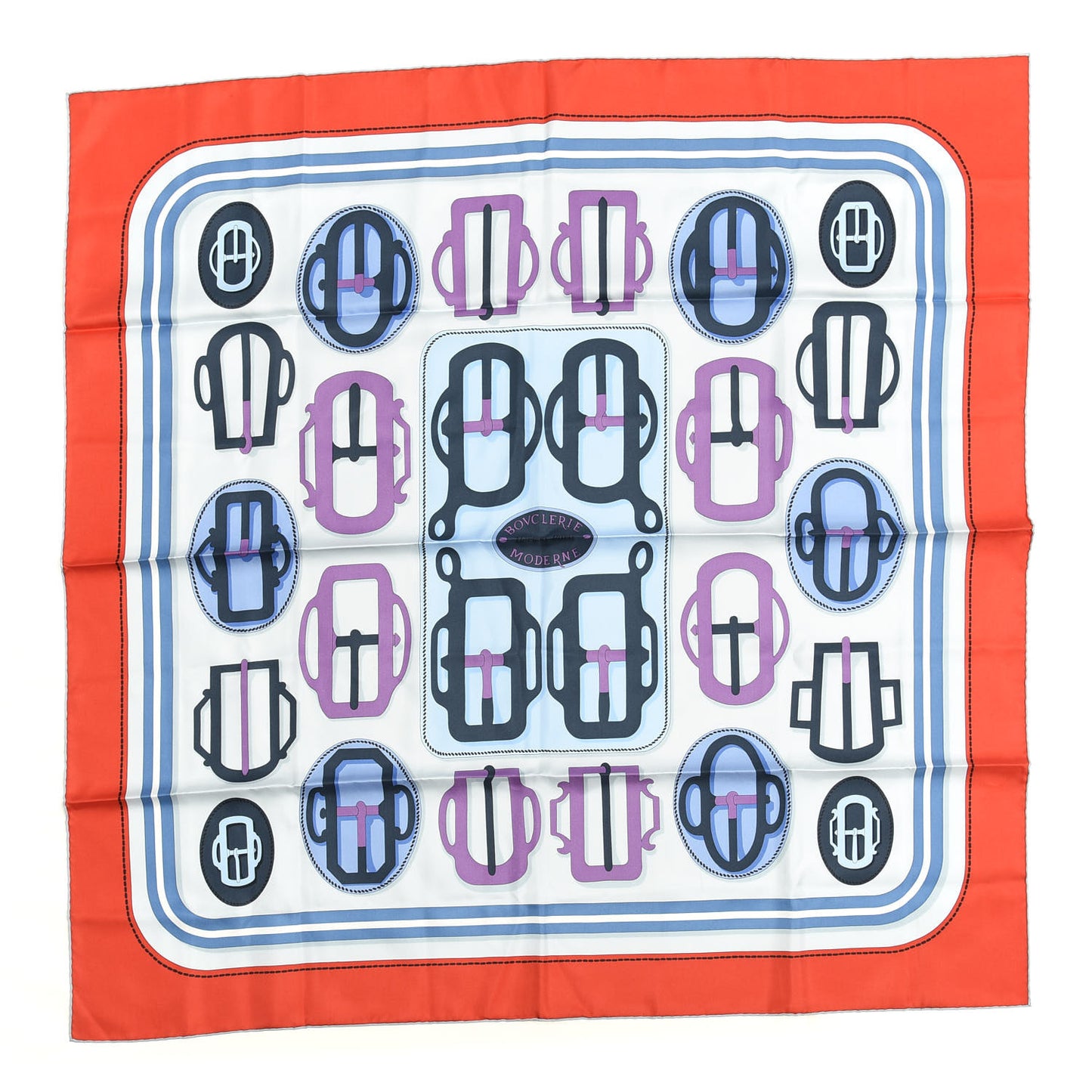 Silk Bouclerie Moderne Scarf 90 Rouge Bleu Pale Mauve