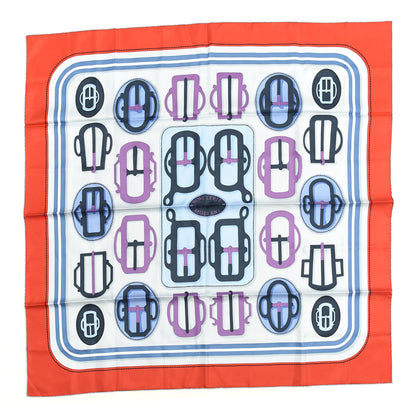Hermes Silk Bouclerie Moderne Scarf 90 Rouge Bleu Pale Mauve 1 of 3