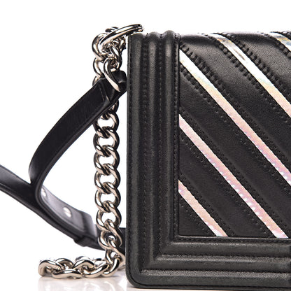 Chanel Lambskin Iridescent PVC Chevron Quilted Medium Boy Flap Black Silver 18 of 20