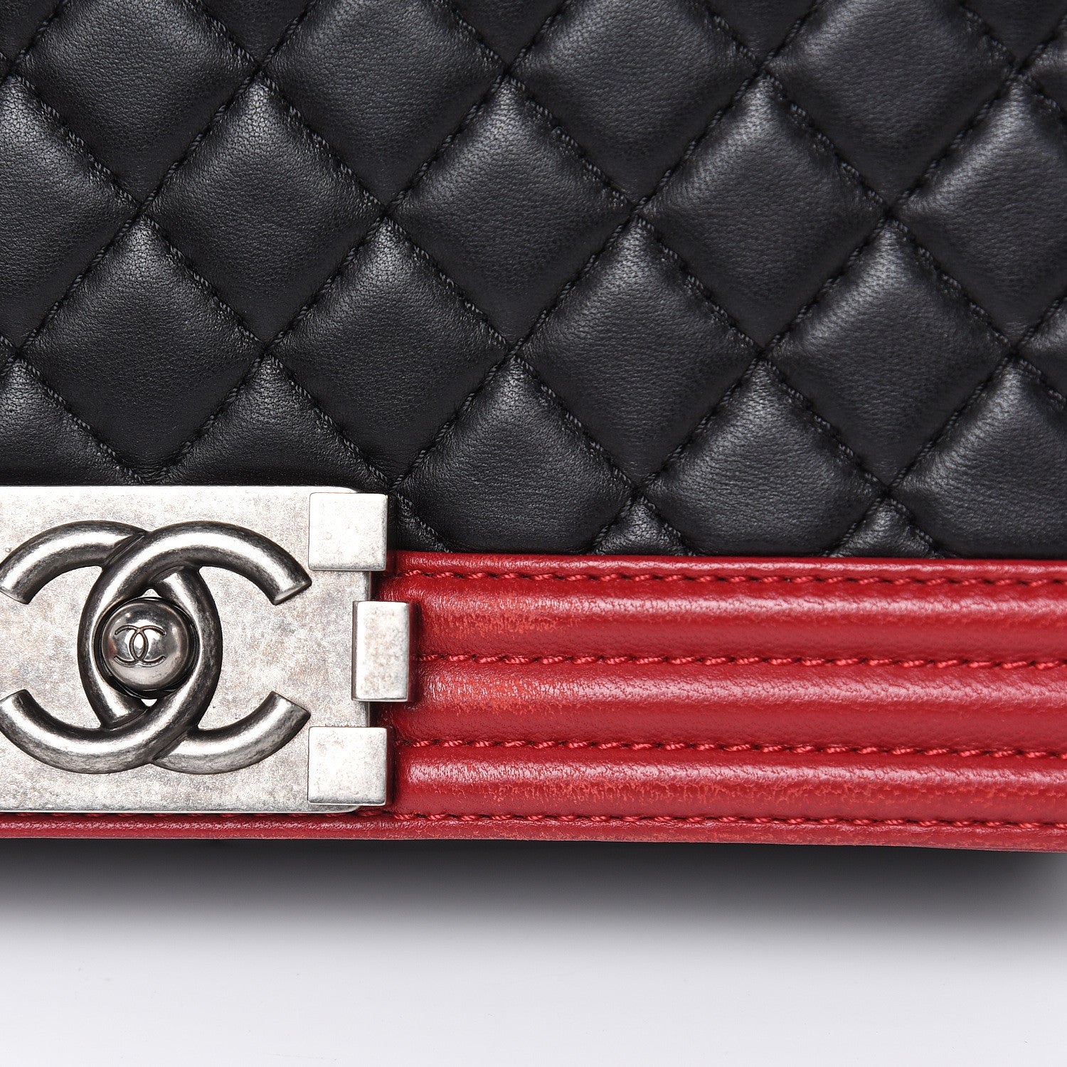 Chanel Lambskin Quilted Large Boy Flap Black Red 11 of 17