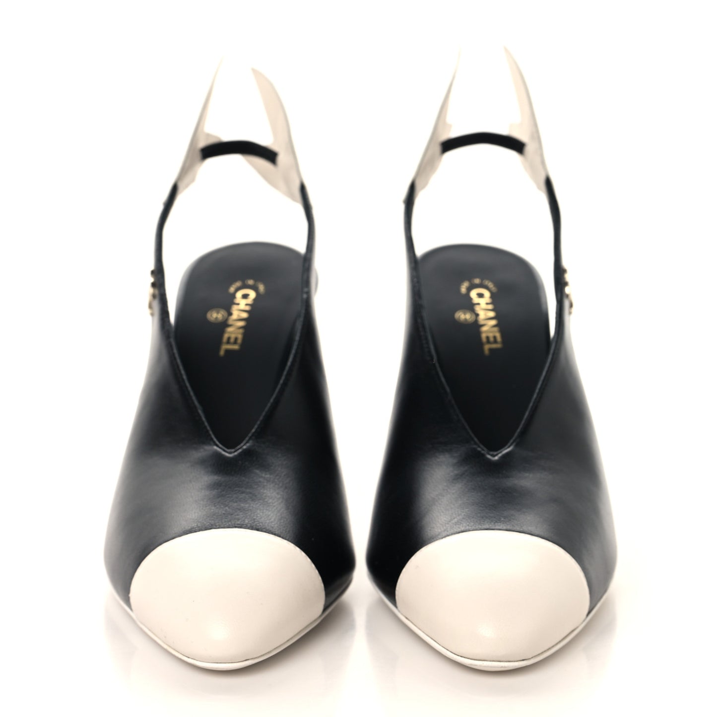 Lambskin Slingback Pumps 39 Black White