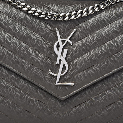 Saint Laurent Grain De Poudre Matelasse Chevron Monogram Chain Wallet Earth 9 of 10