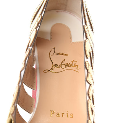 Christian Louboutin Metallic PVC Platform Peep Toe Pumps 36.5 White Gold 8 of 8