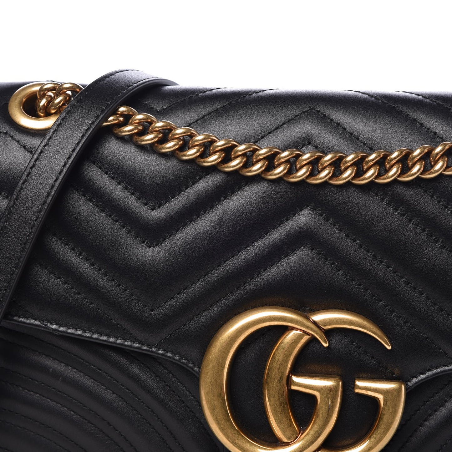 Calfskin Matelasse Medium GG Marmont Shoulder Bag Black